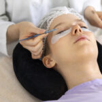 woman with eye bag patches