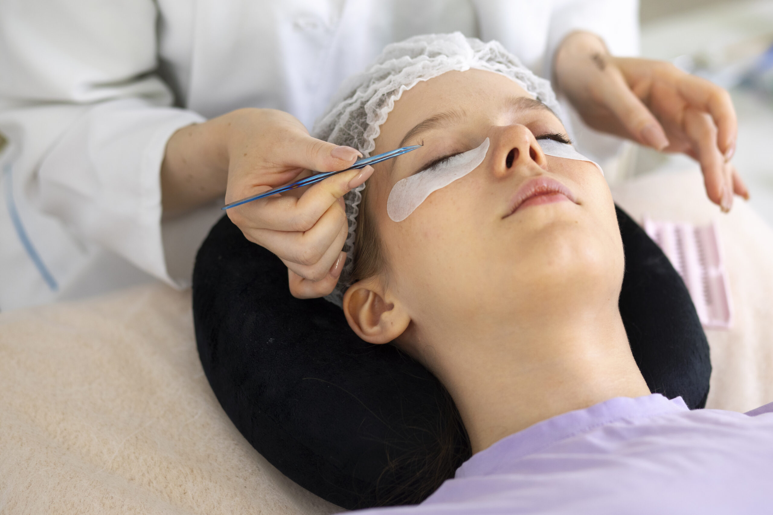 woman with eye bag patches