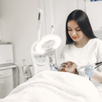 patient getting skin tratment at a skin clinics