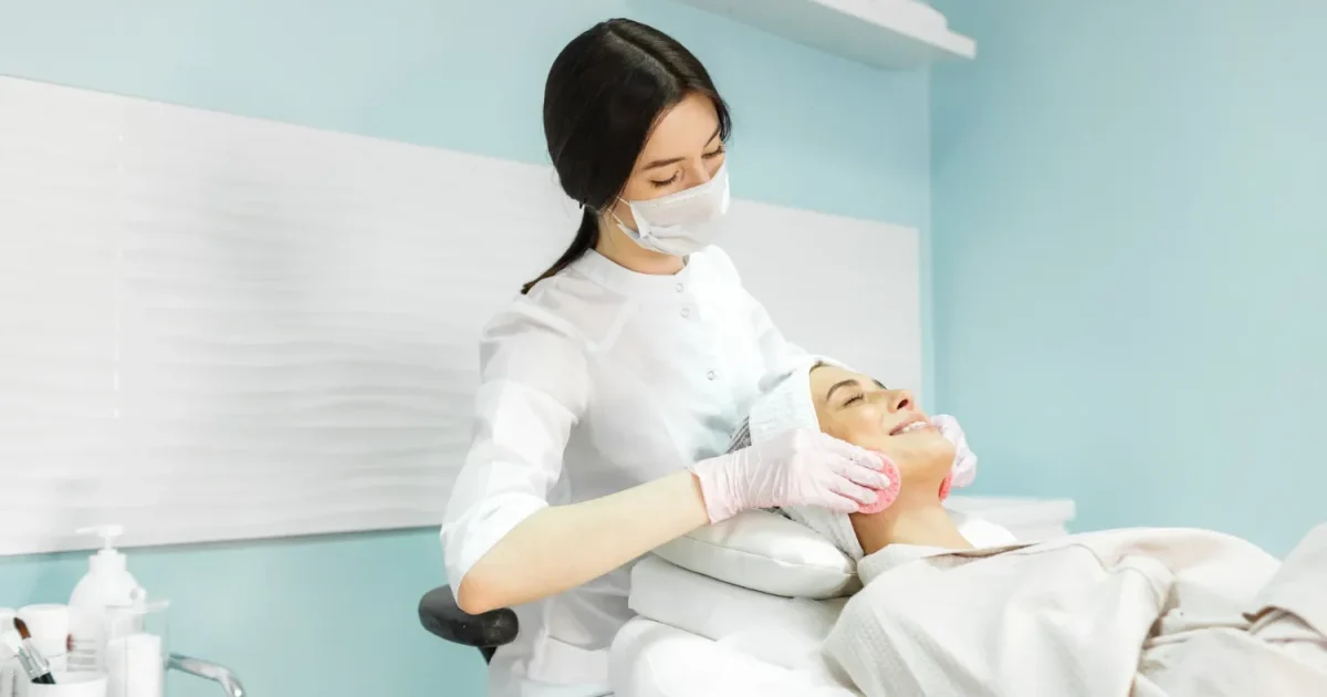 patient receiving skin treatment