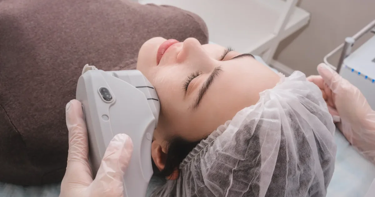 woman receiving hifu treatment