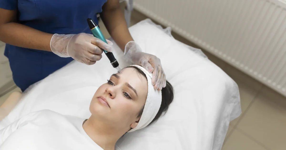 patient undergoing microneedling treatment