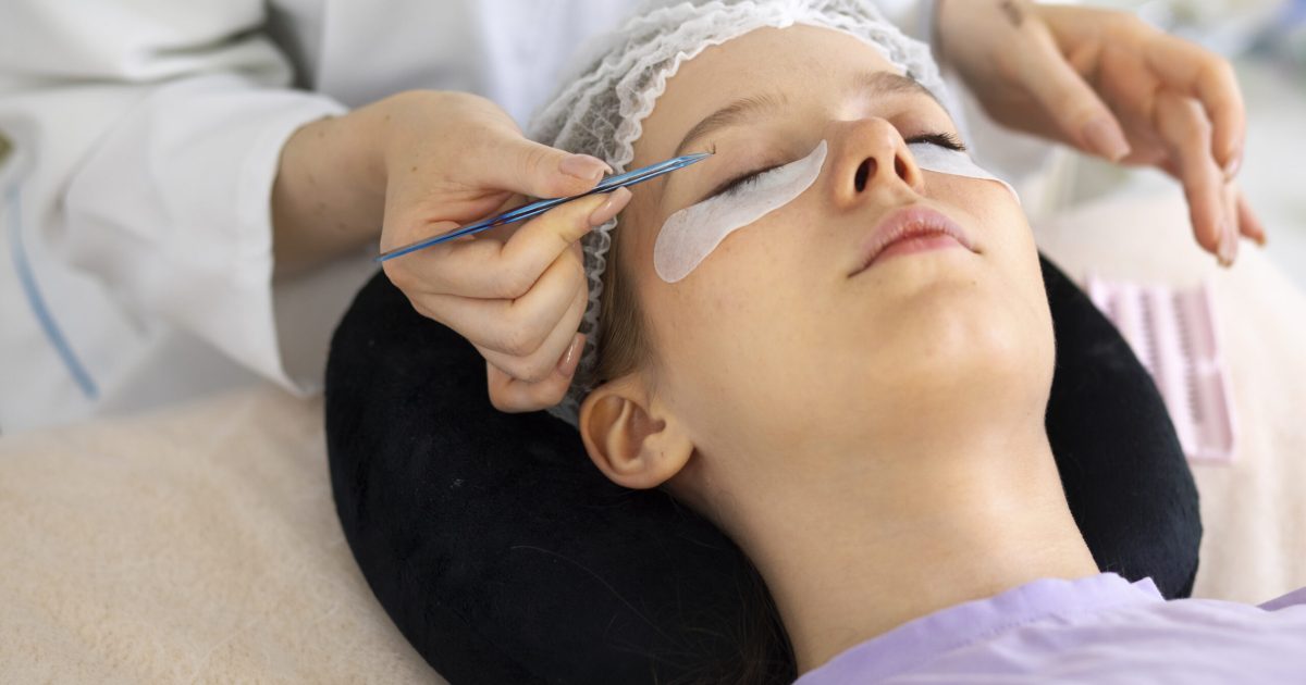 woman with eye bag patches